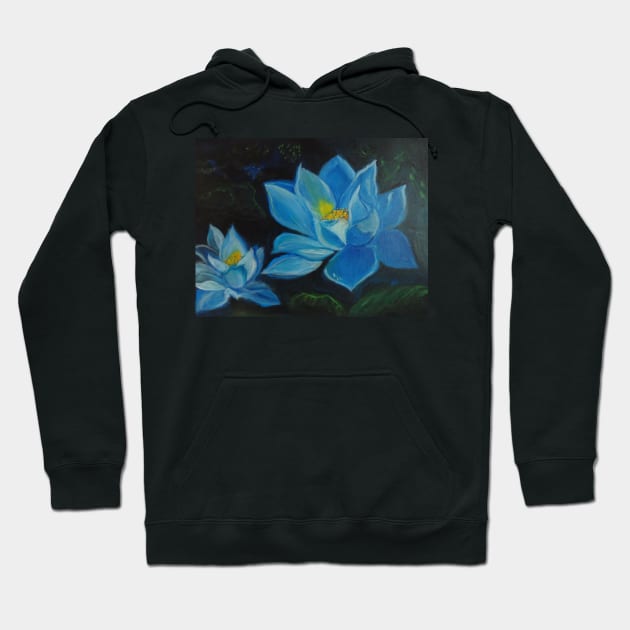 Blue Lotus Blossom Hoodie by jennyleeandjim